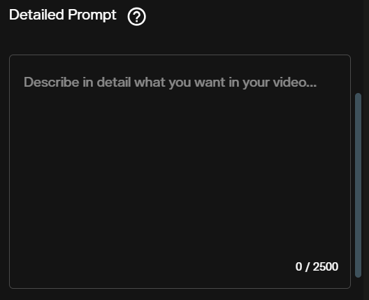 Detailed Prompt field in the Seedance 2.5 image to video form with a 2,500 character counter