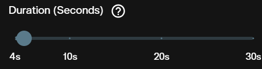 Duration slider in the Seedance 2.5 image to video form running from 4 to 30 seconds
