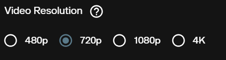 Video Resolution radio buttons in the Seedance 2.5 image to video form showing 480p, 720p, 1080p and 4K