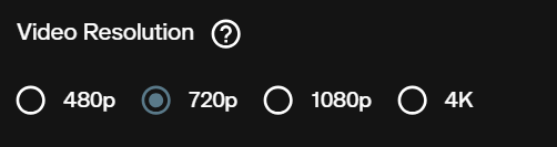 Video Resolution radio buttons for Seedance 2.5 showing 480p, 720p, 1080p and 4K