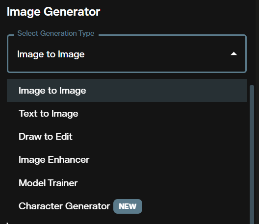 Generation type dropdown with Image to Image selected for Seedream 5.0 Pro