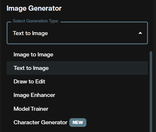 Generation type dropdown with Text to Image selected for Seedream 5.0 Pro