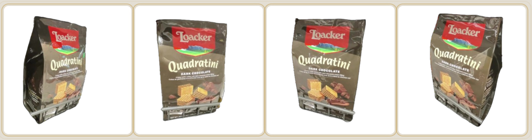Reference input photos of a snack bag from multiple angles used to train 3DreamBooth