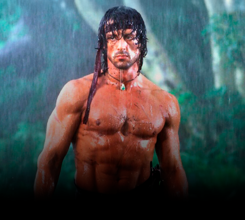Sylvester Stallone Rambo AI de-aging prequel concept illustration