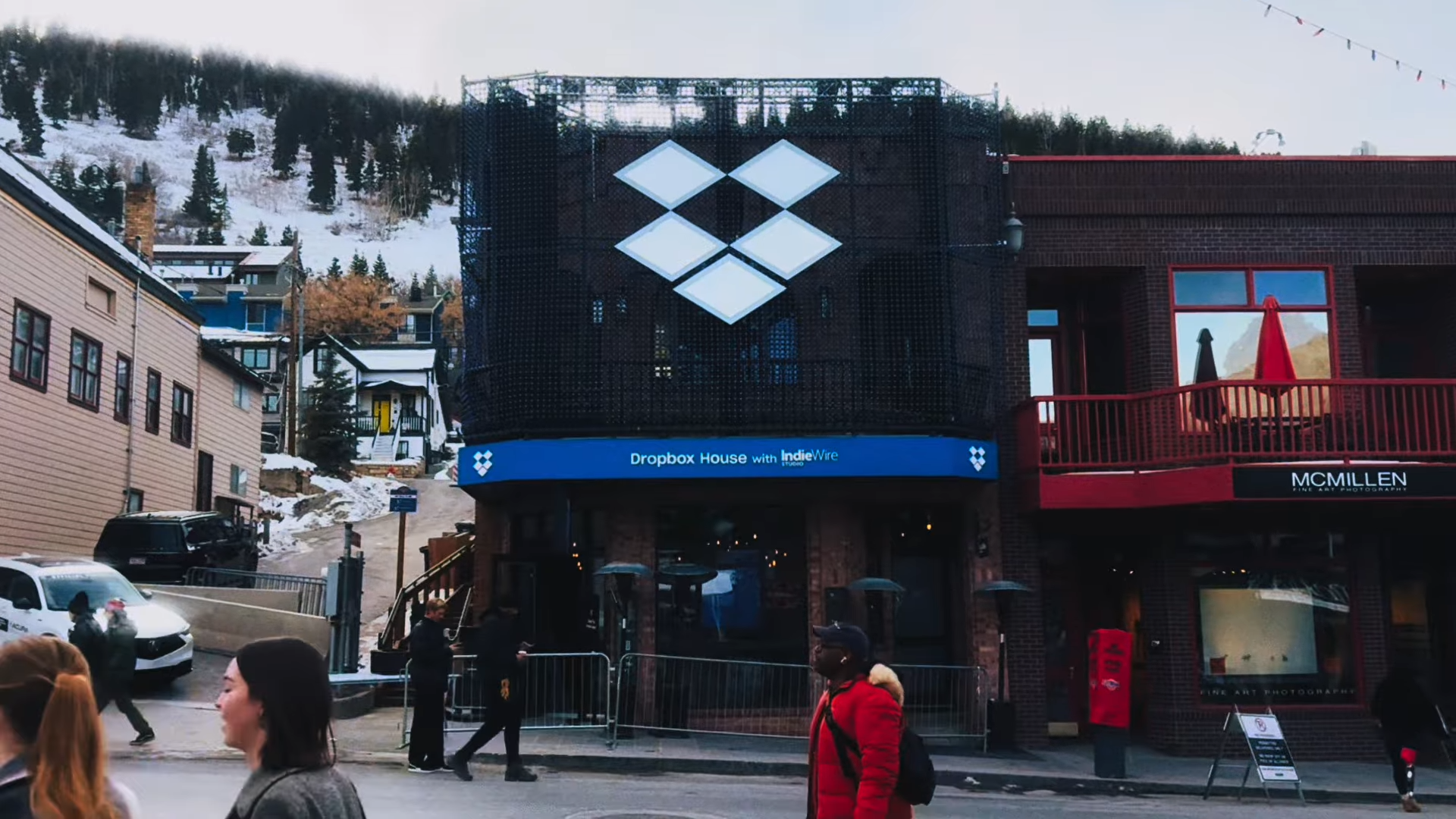 Panel discussion screenshot showing speakers at IndieWire Studio Sundance 2026