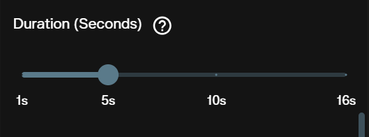 Duration selector for Vidu Q3 Turbo showing clip length in seconds
