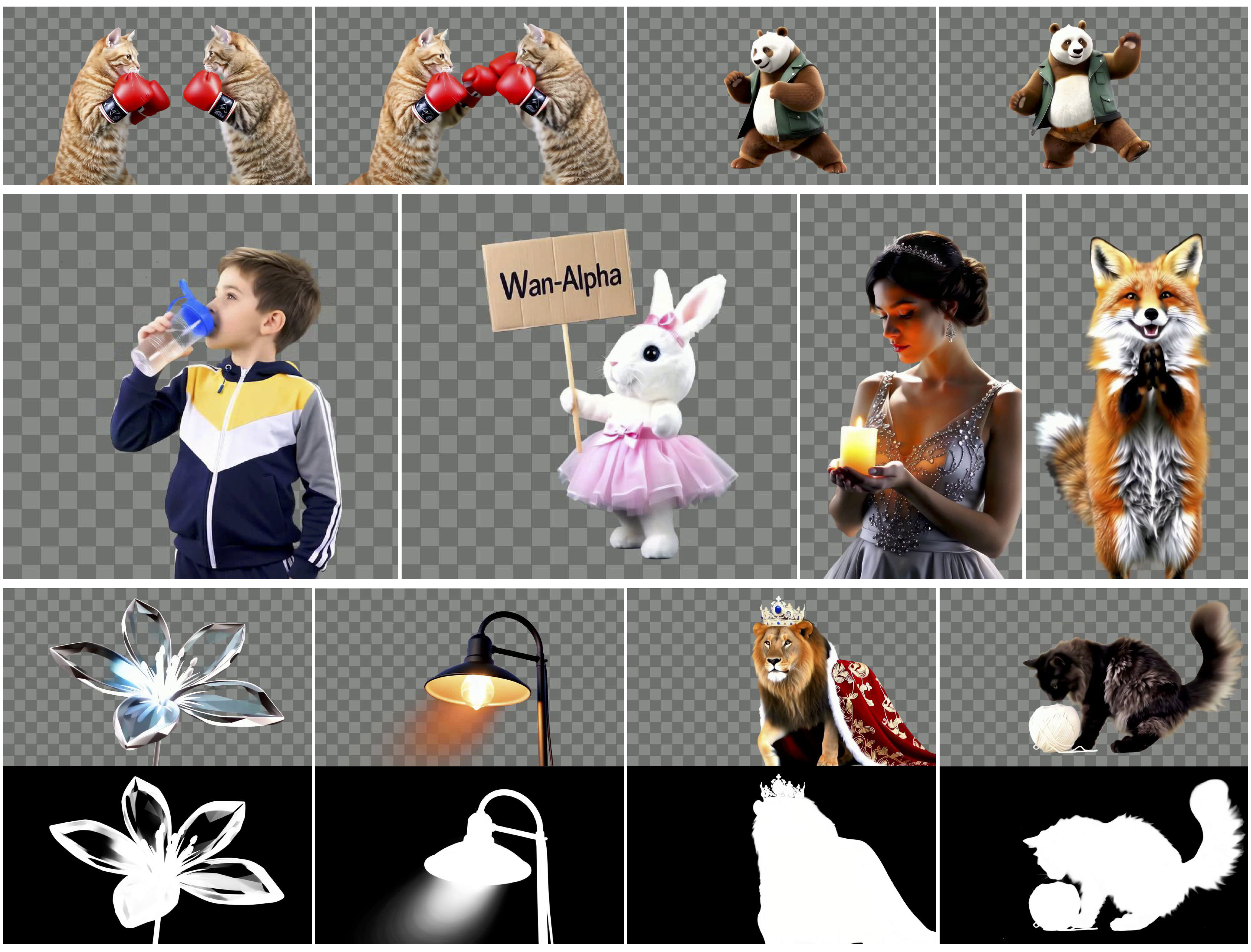 Wan Alpha RGBA video generation with transparent background for VFX compositing