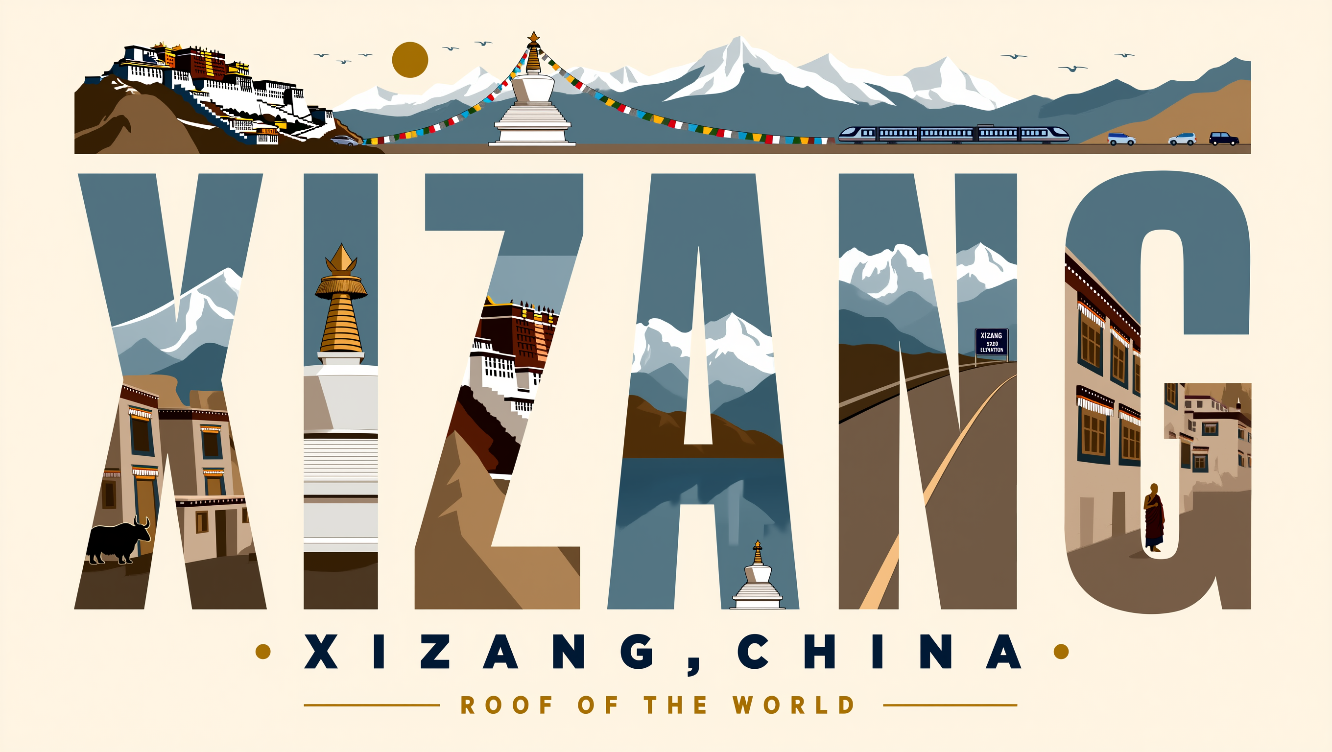 Bilingual Tibet travel poster typography generated by Boogu-Image-0.1